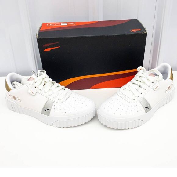 PUMA Cali Hacked Metallic Gold White Sneakers Women's size  8 - Picture 1 of 12